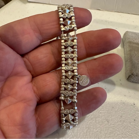Stella & Dot Arrison Bracelet - silver beaded stretch w/  rhinestones **large - Picture 5 of 8
